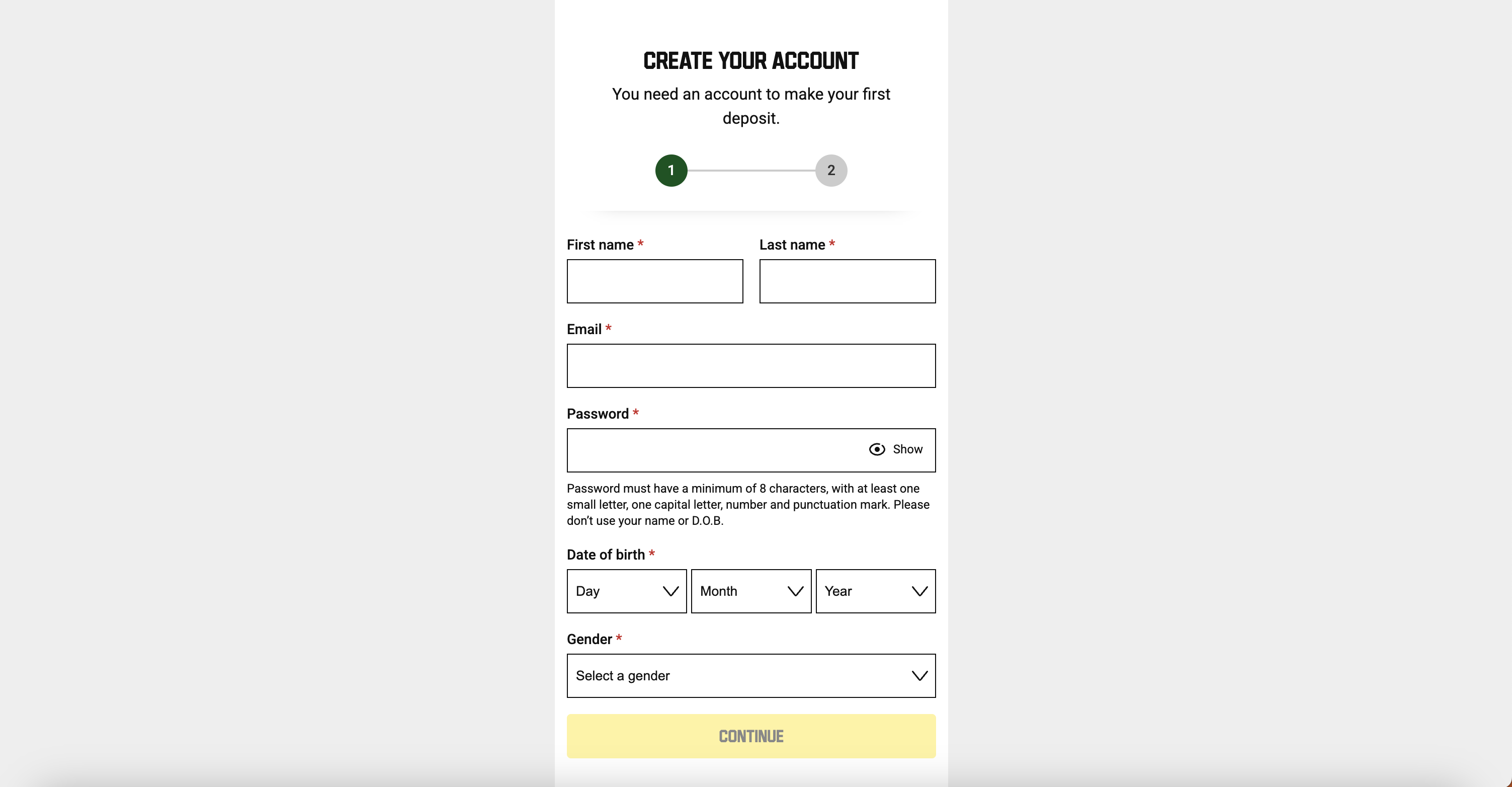 UniBet Sign Up 1